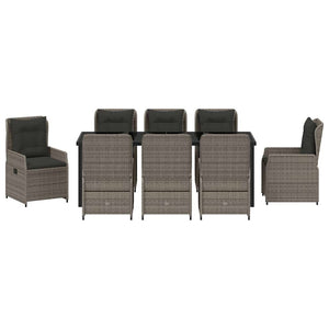 Set da Pranzo per Giardino 9 pcs Grigio polyrattan 3380959
