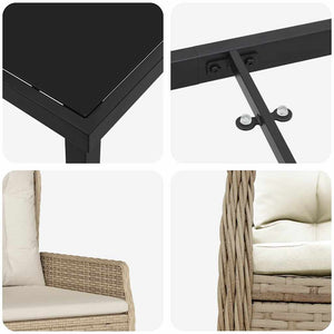 Set da Pranzo per Giardino 7 pcs Beige polyrattan 3380971