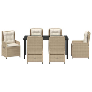 Set da Pranzo per Giardino 7 pcs Beige polyrattan 3380971