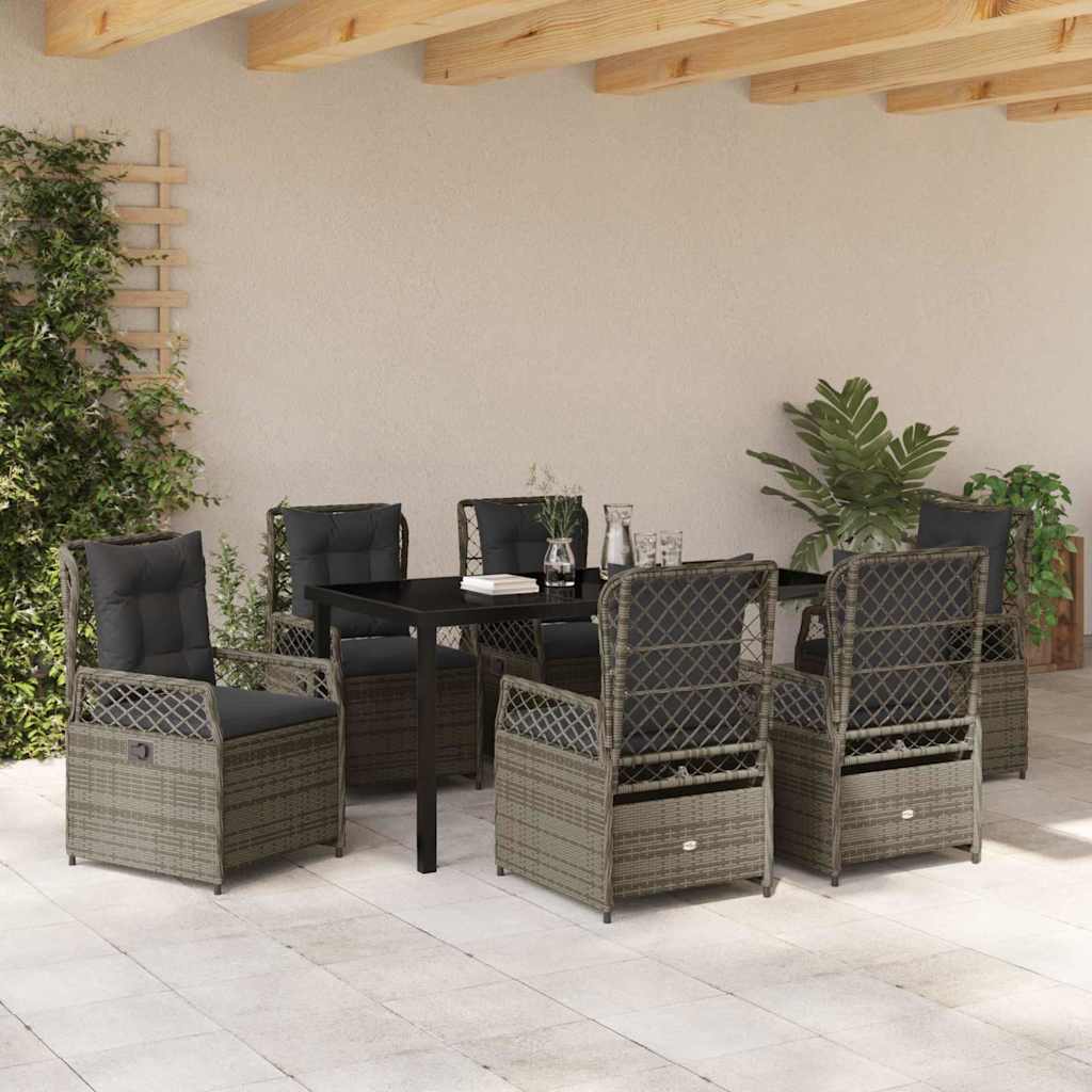 Set da Pranzo da Giardino  7 Pezzi Grigio in Rattan Sintetico 3380999