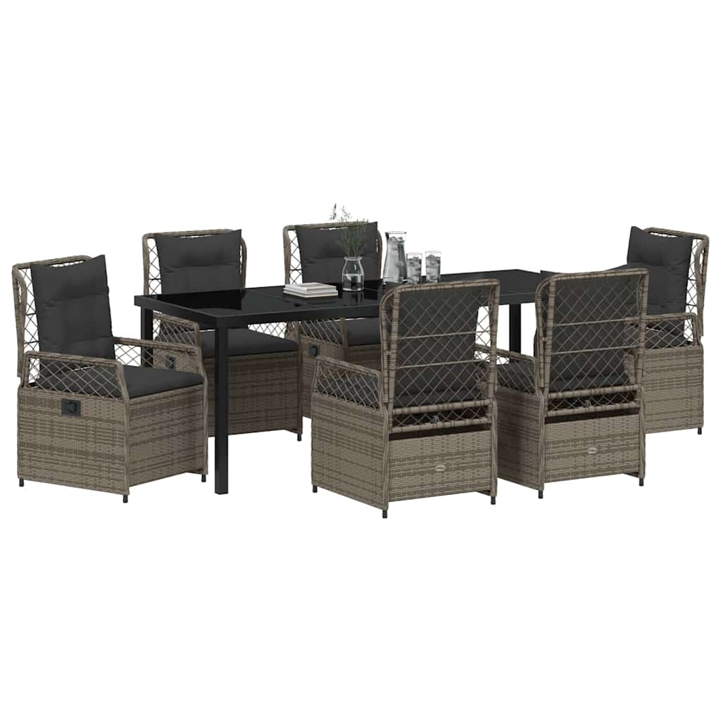 Set da Pranzo da Giardino  7 Pezzi Grigio in Rattan Sintetico 3380999