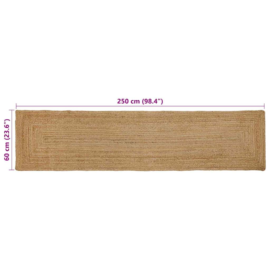 vidaXL Tappeto Beige 60 x 250 cm Juta