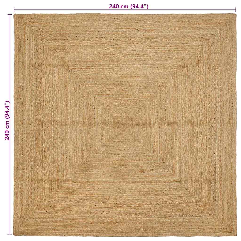 vidaXL Tappeto Beige 240 x 240 cm Juta