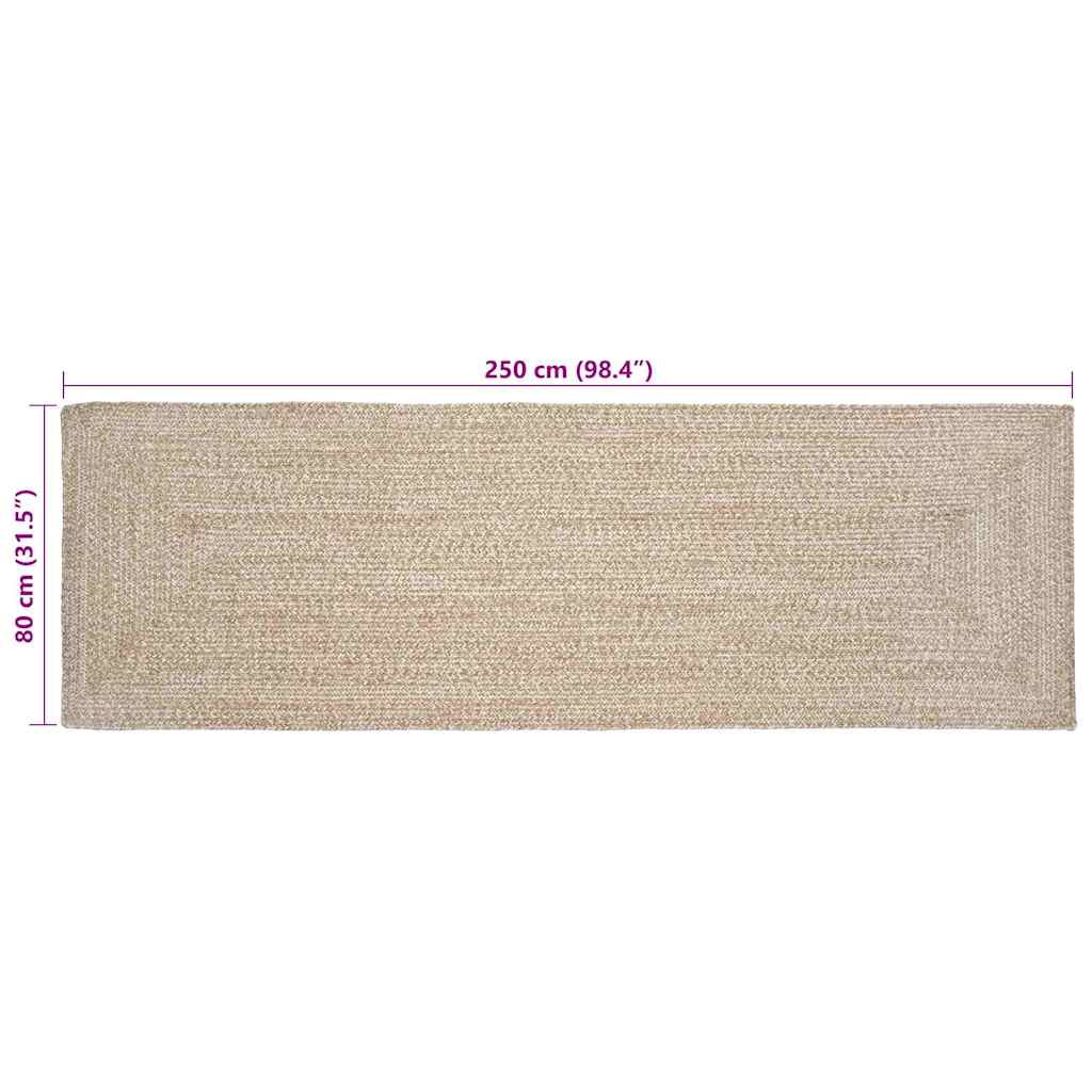 Tappeto Naturale e bianco 80 x 250 cm Juta 42010473