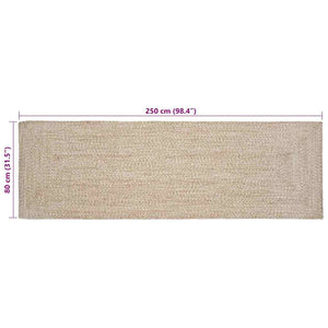 Tappeto Naturale e bianco 80 x 250 cm Juta 42010473