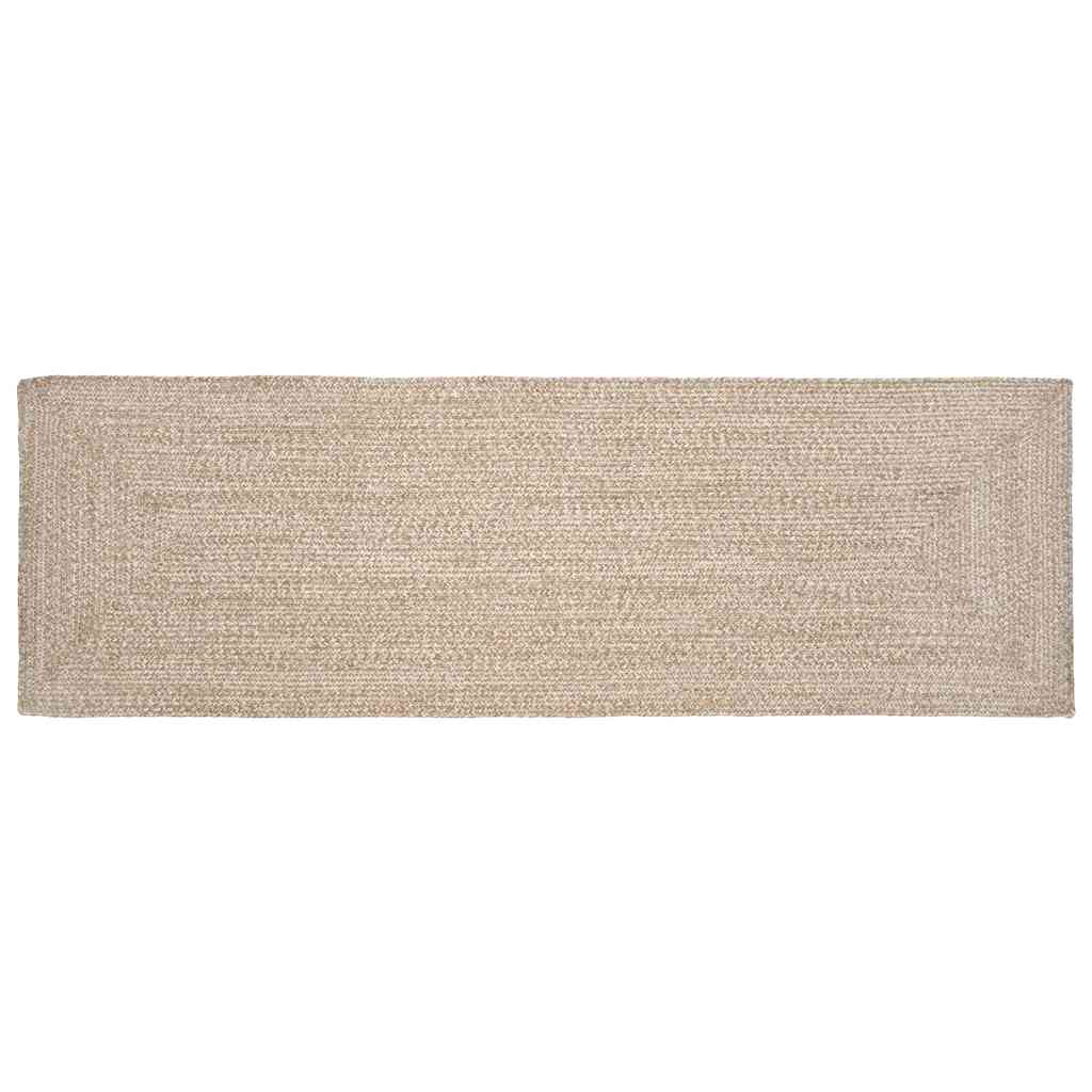 Tappeto Intreccio a cesto Naturale e bianco 80 x 300 cm Juta 42010474