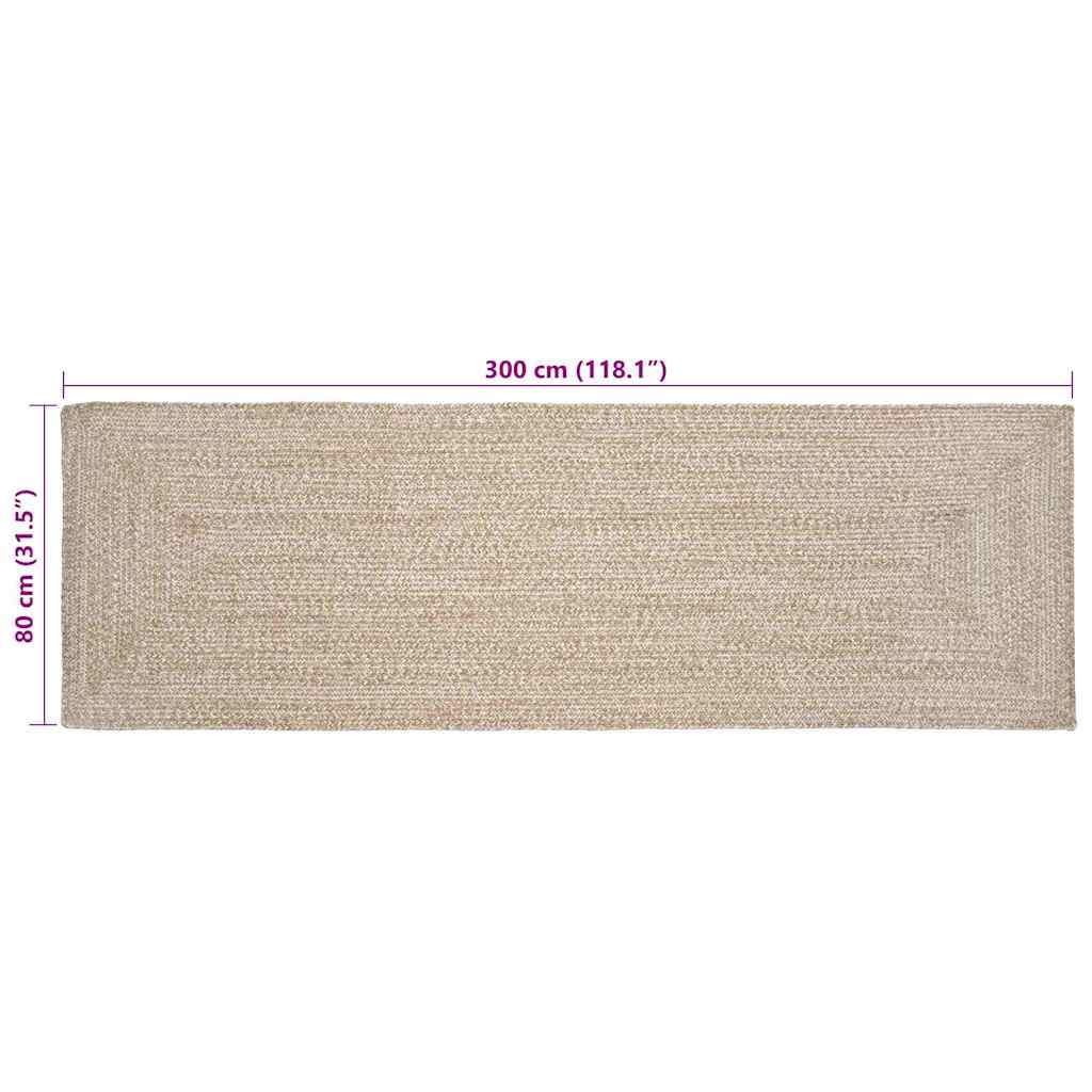 Tappeto Intreccio a cesto Naturale e bianco 80 x 300 cm Juta 42010474