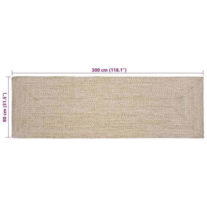 Tappeto Intreccio a cesto Naturale e bianco 80 x 300 cm Juta 42010474