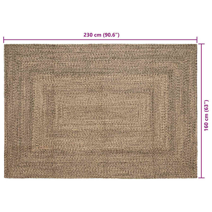 Tappeto Intreccio a cesto Naturale e nero 160 x 230 cm Juta 42010502