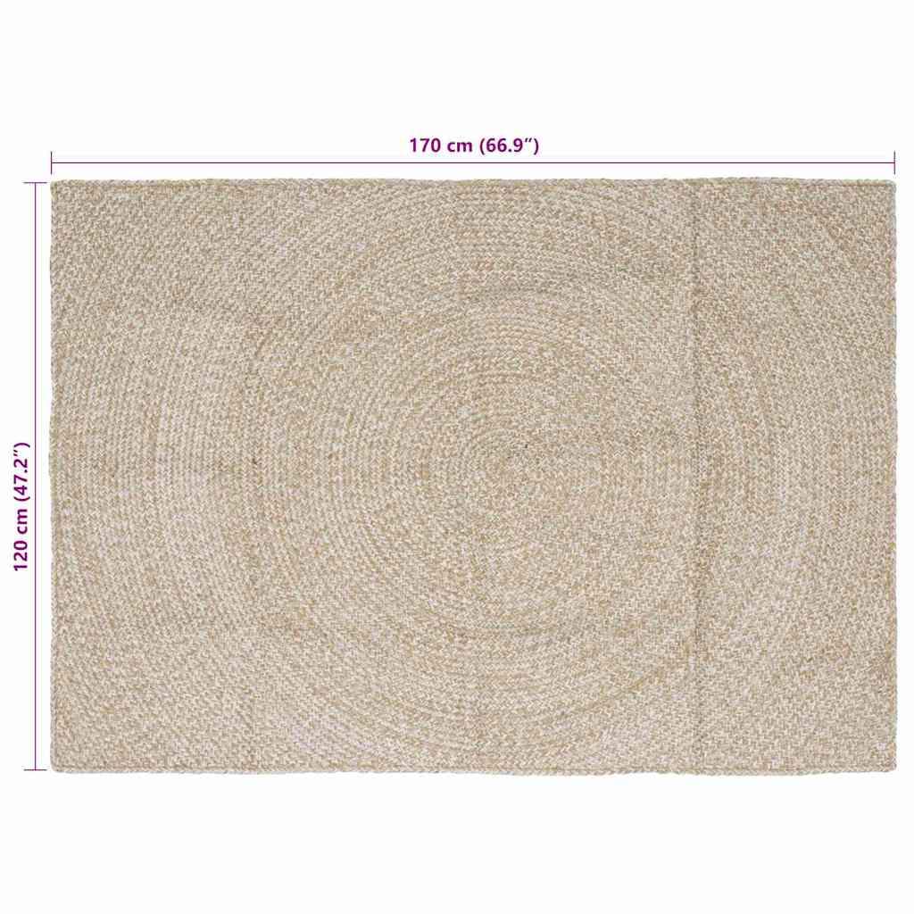 Tappeto Naturale e Bianco 120 x 170 cm Juta 42010604