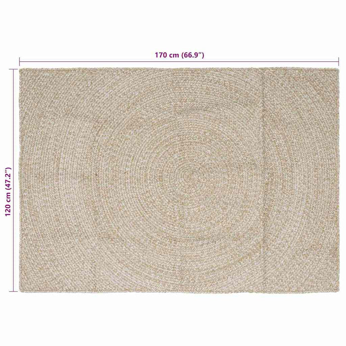 Tappeto Naturale e Bianco 120 x 170 cm Juta 42010604