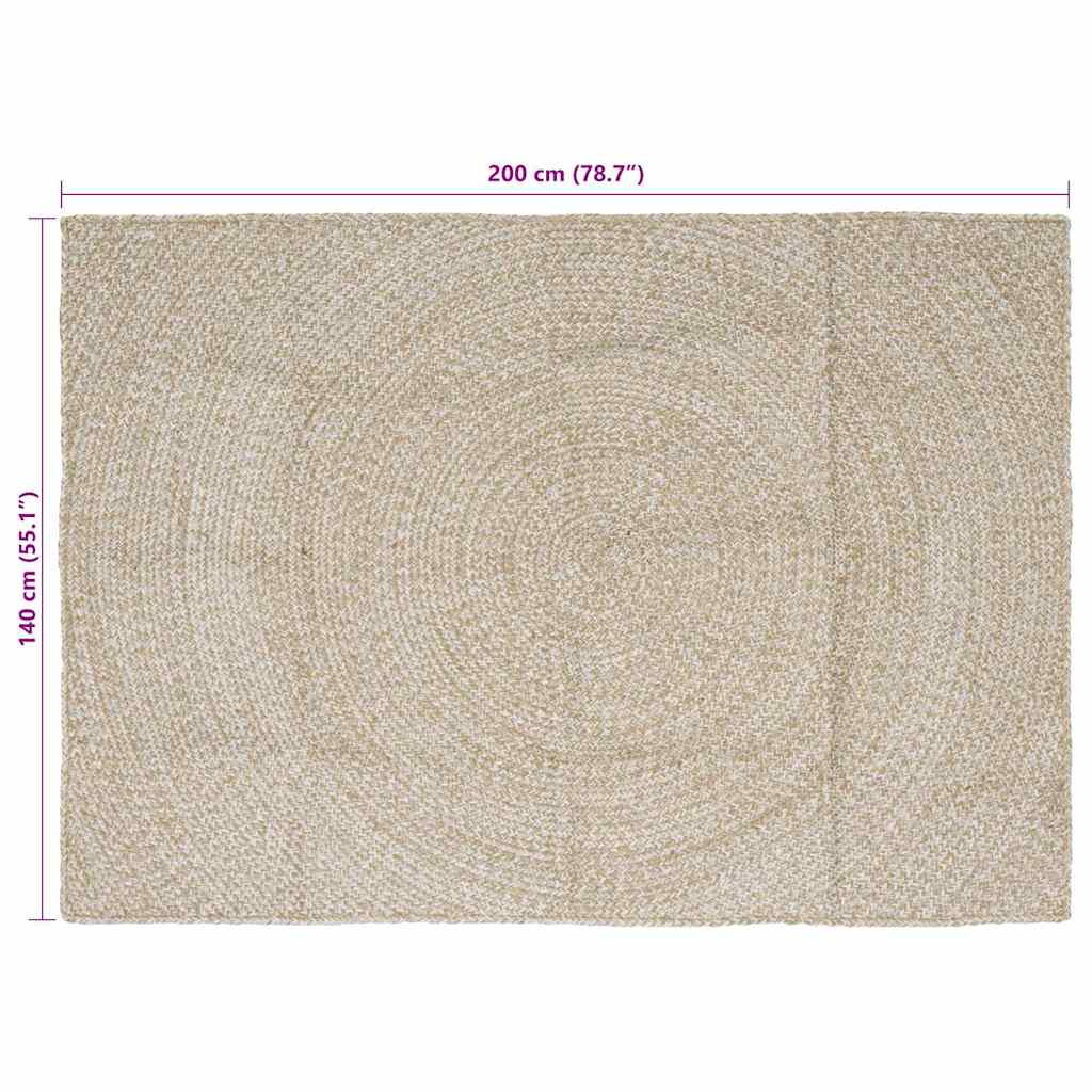 Tappeto Naturale e Bianco 140 x 200 cm Juta 42010605