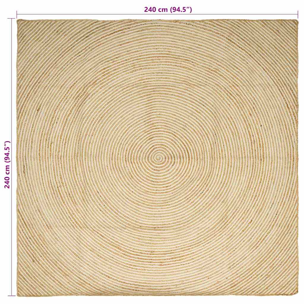 Tappeto Naturale e Bianco 240 x 240 cm Juta 42010727