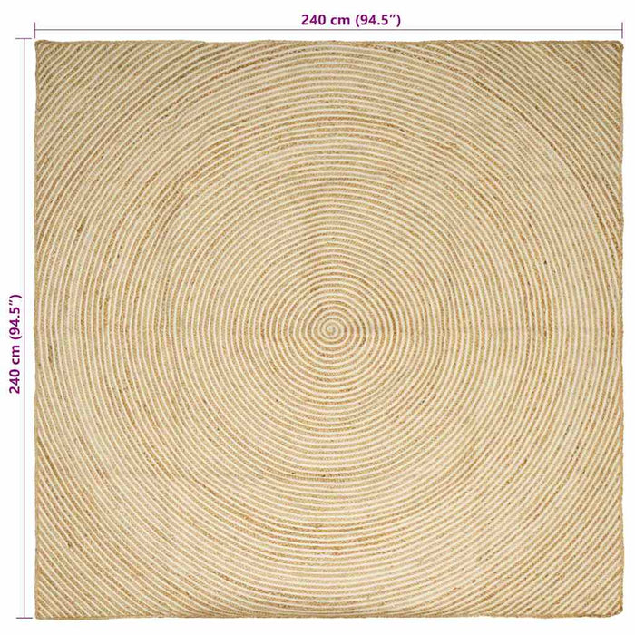 Tappeto Naturale e Bianco 240 x 240 cm Juta 42010727