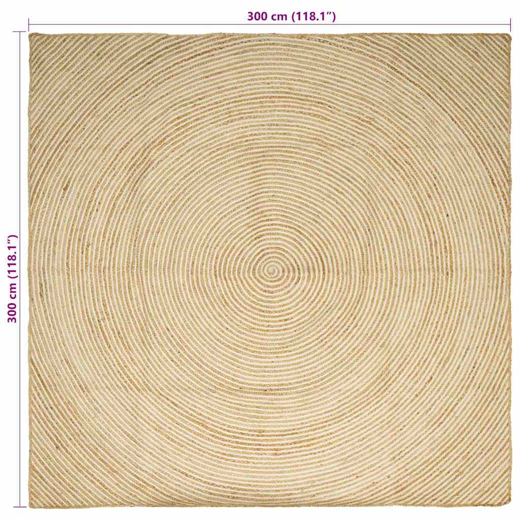 Tappeto Naturale e Bianco 300 x 300 cm Juta 42010729