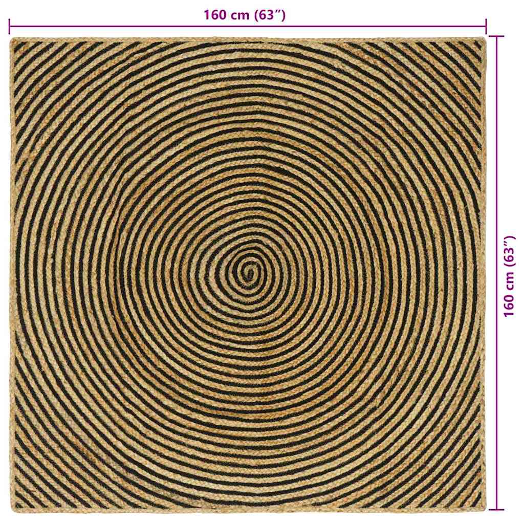 Tappeto Naturale e Nero 160 x 160 cm Juta 42010744