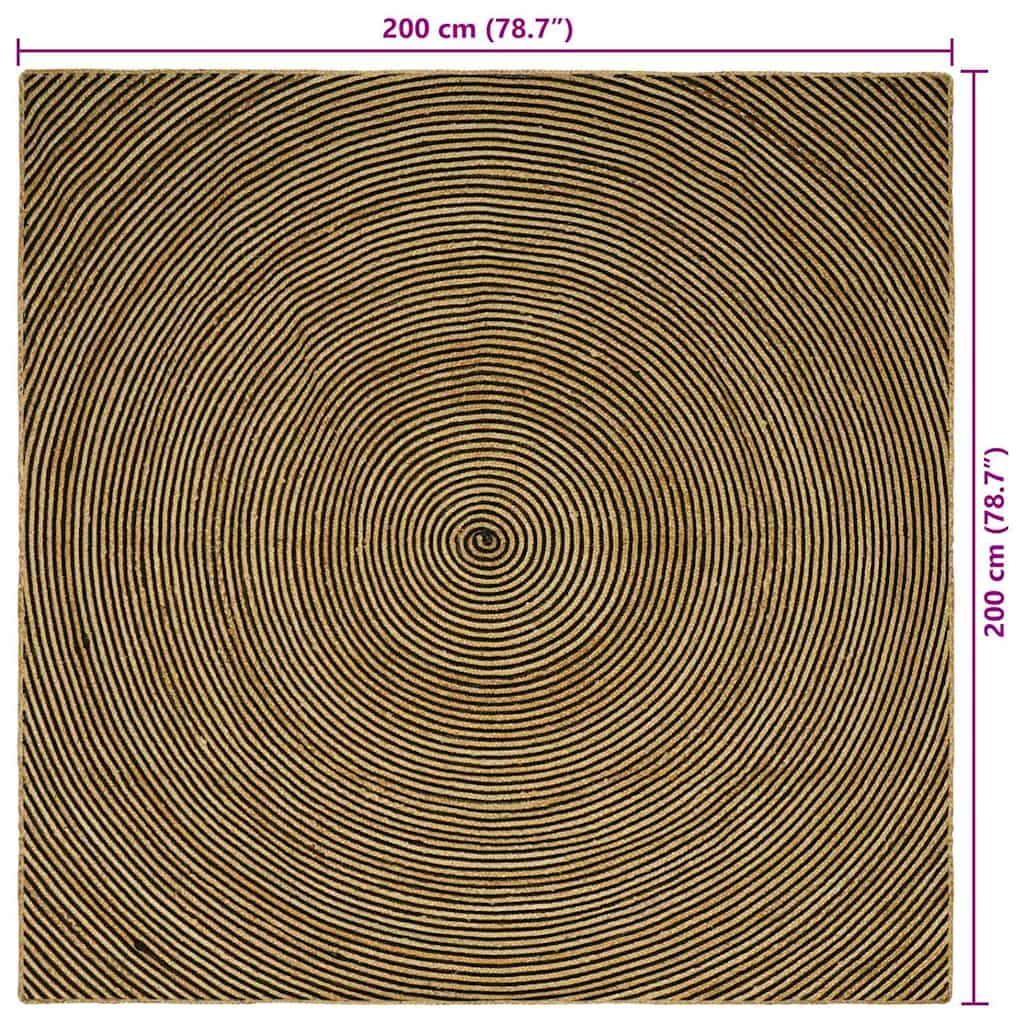 Tappeto Naturale e Nero 200 x 200 cm Juta 42010746