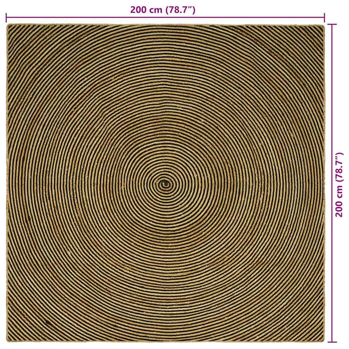 Tappeto Naturale e Nero 200 x 200 cm Juta 42010746