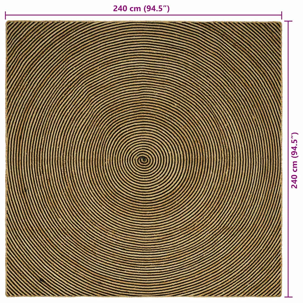 Tappeto Naturale e Nero 240 x 240 cm Juta 42010748