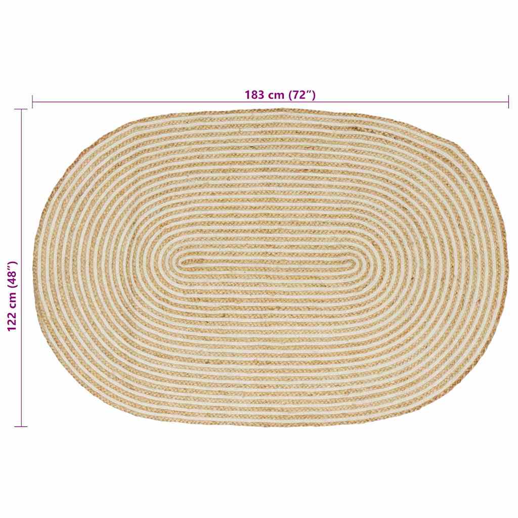 Tappeto Naturale e Bianco 122 x 183 cm Juta 42010764