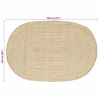 Tappeto Naturale e Bianco 122 x 183 cm Juta 42010764