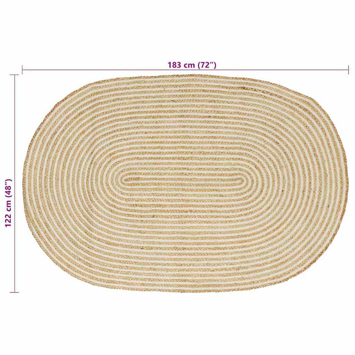 Tappeto Naturale e Bianco 122 x 183 cm Juta 42010764