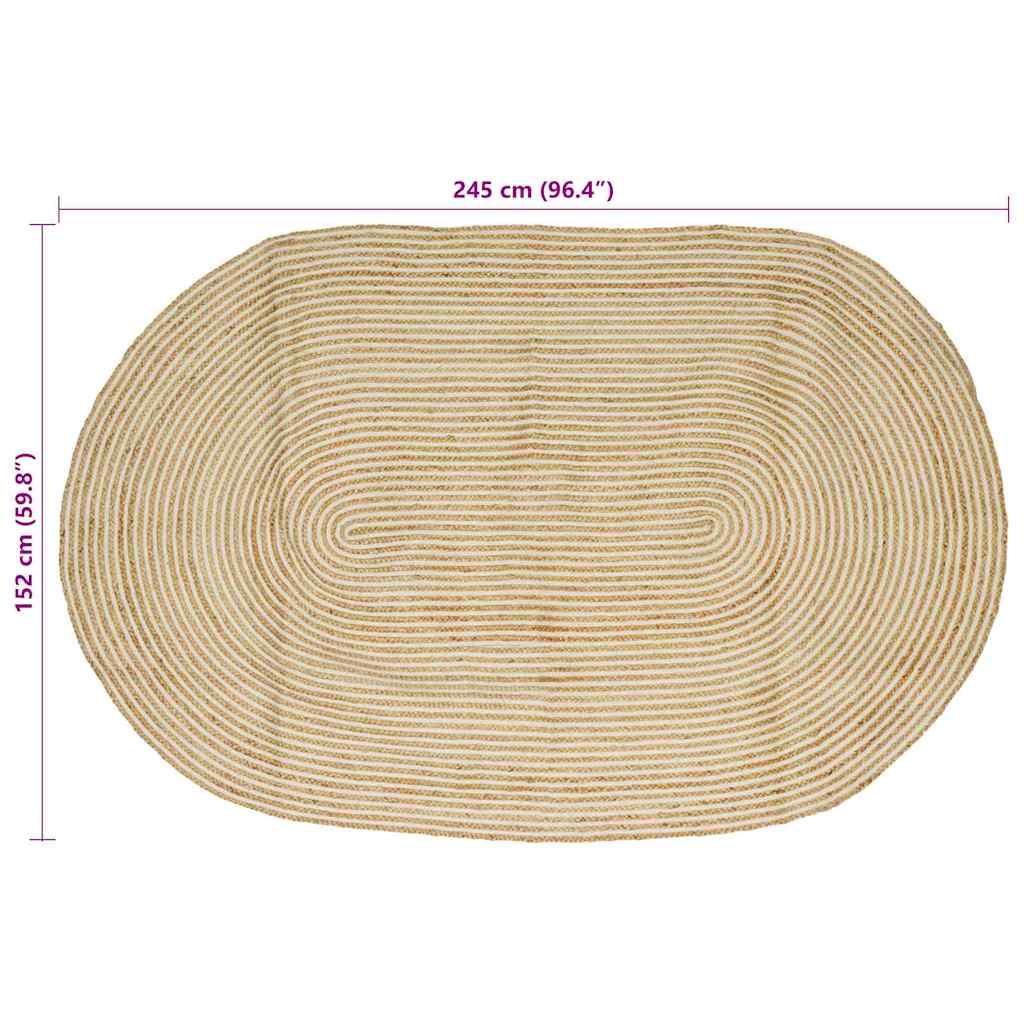 Tappeto Naturale e Bianco 152 x 245 cm Juta 42010765
