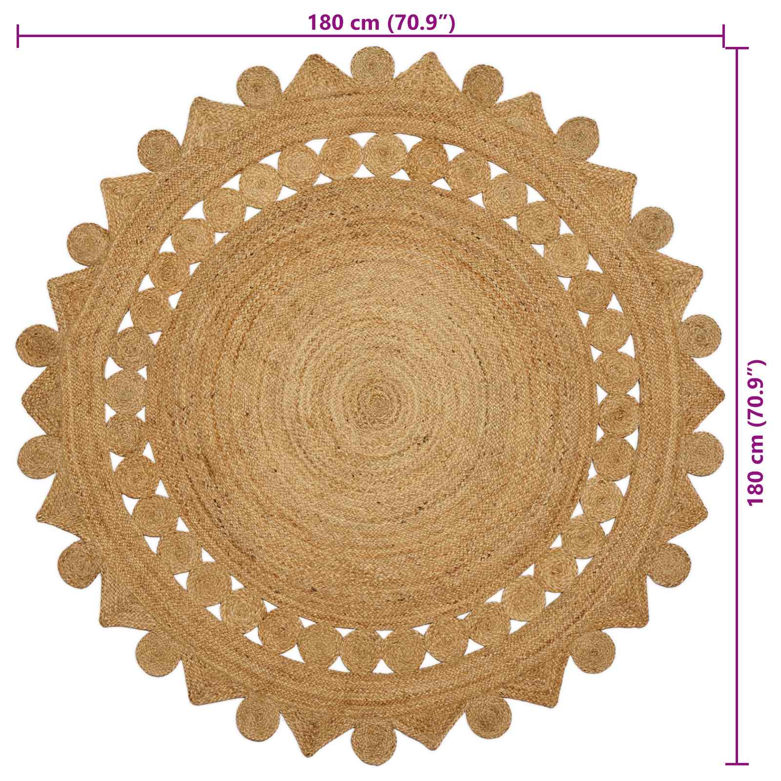 Tappeto Marrone Ø 180 cm Juta 42010818