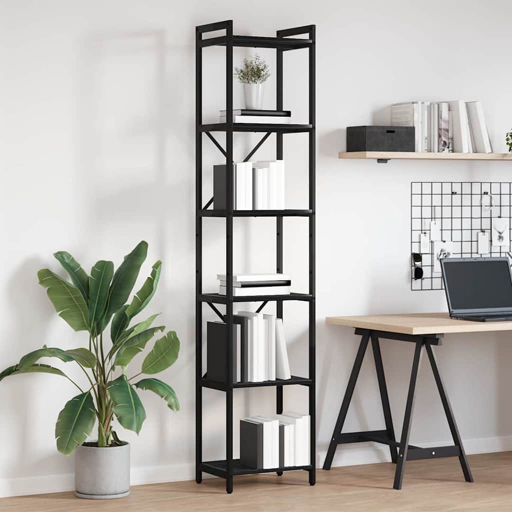 vidaXL Libreria Rovere nero 40 x 30 x 188 cm Legno multistrato