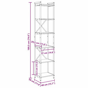 vidaXL Libreria Grigio sonoma 40 x 30 x 188 cm Legno multistrato