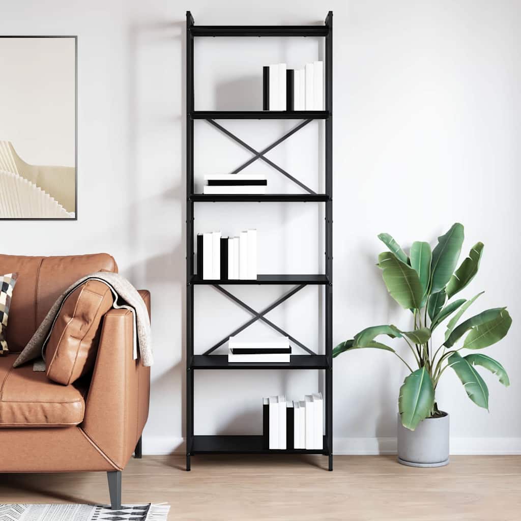 vidaXL Libreria Rovere nero 60 x 30 x 188 cm Legno multistrato