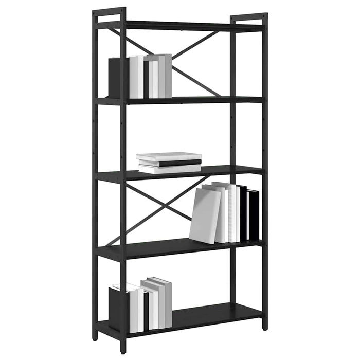 vidaXL Libreria Rovere nero 80 x 30 x 153 cm Legno multistrato