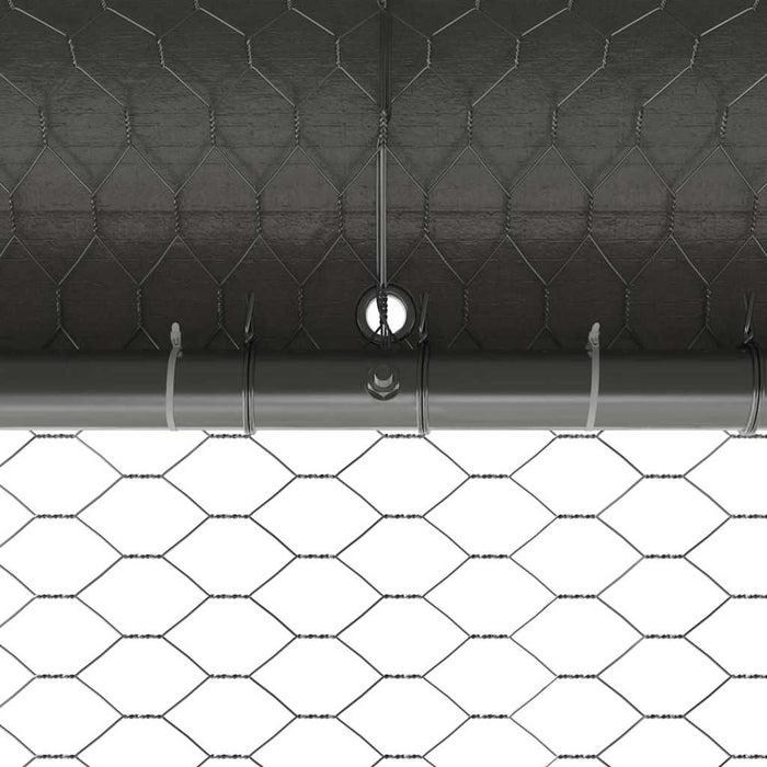 vidaXL Gabbia per polli Argento 800 x 200 x 198.5 cm Acciaio zincato