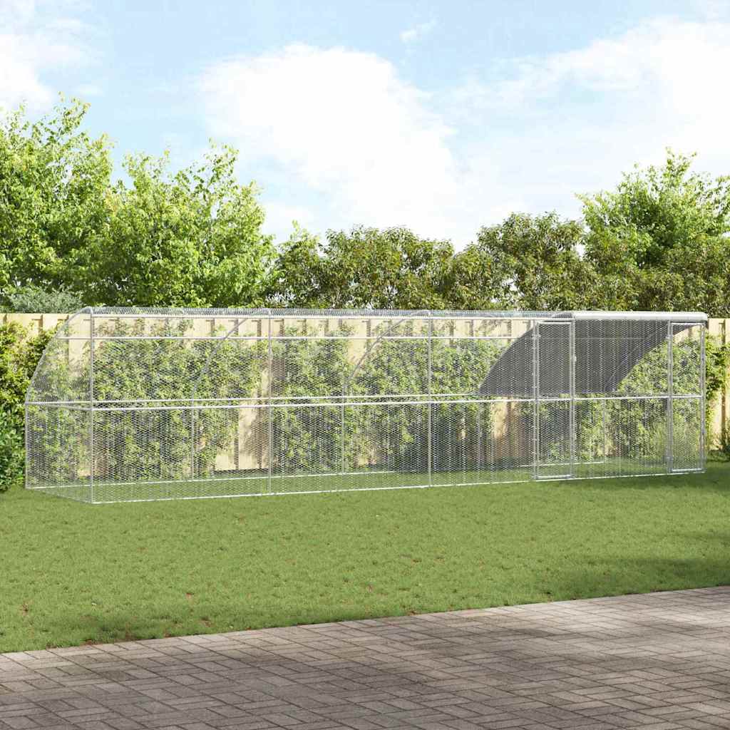 vidaXL Gabbia per polli Argento 800 x 200 x 198.5 cm Acciaio zincato