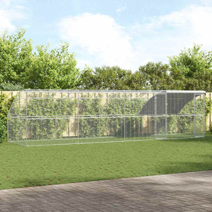 vidaXL Gabbia per polli Argento 800 x 200 x 198.5 cm Acciaio zincato