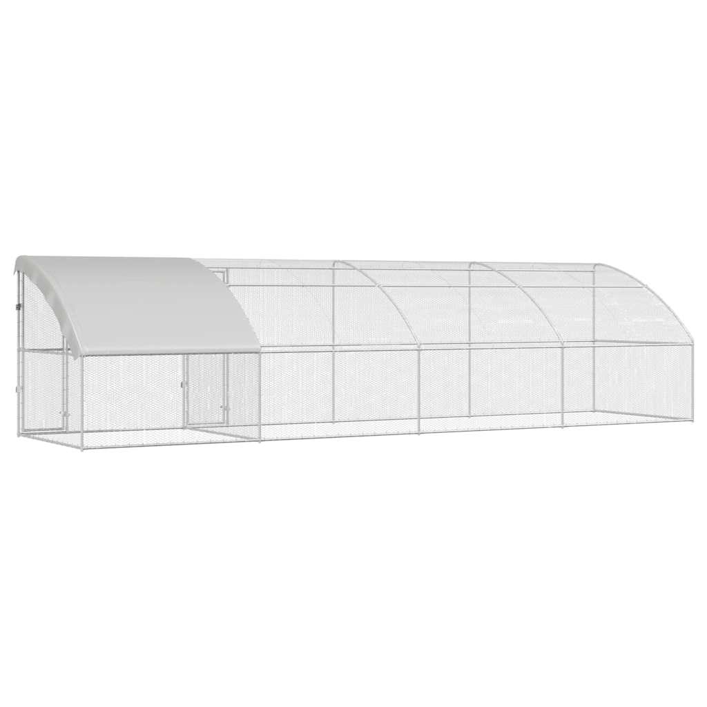 vidaXL Gabbia per polli Argento 800 x 200 x 198.5 cm Acciaio zincato