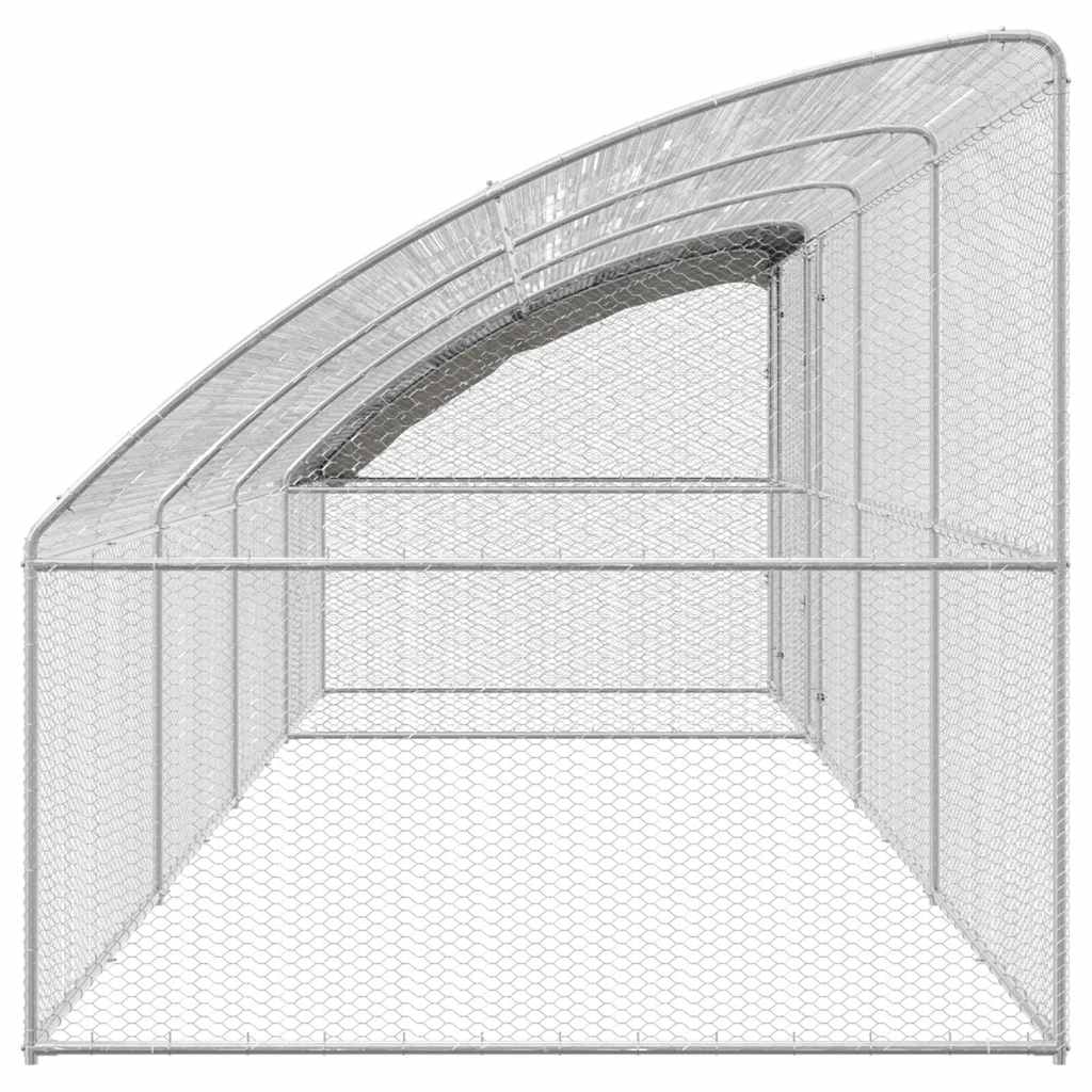 vidaXL Gabbia per polli Argento 800 x 200 x 198.5 cm Acciaio zincato