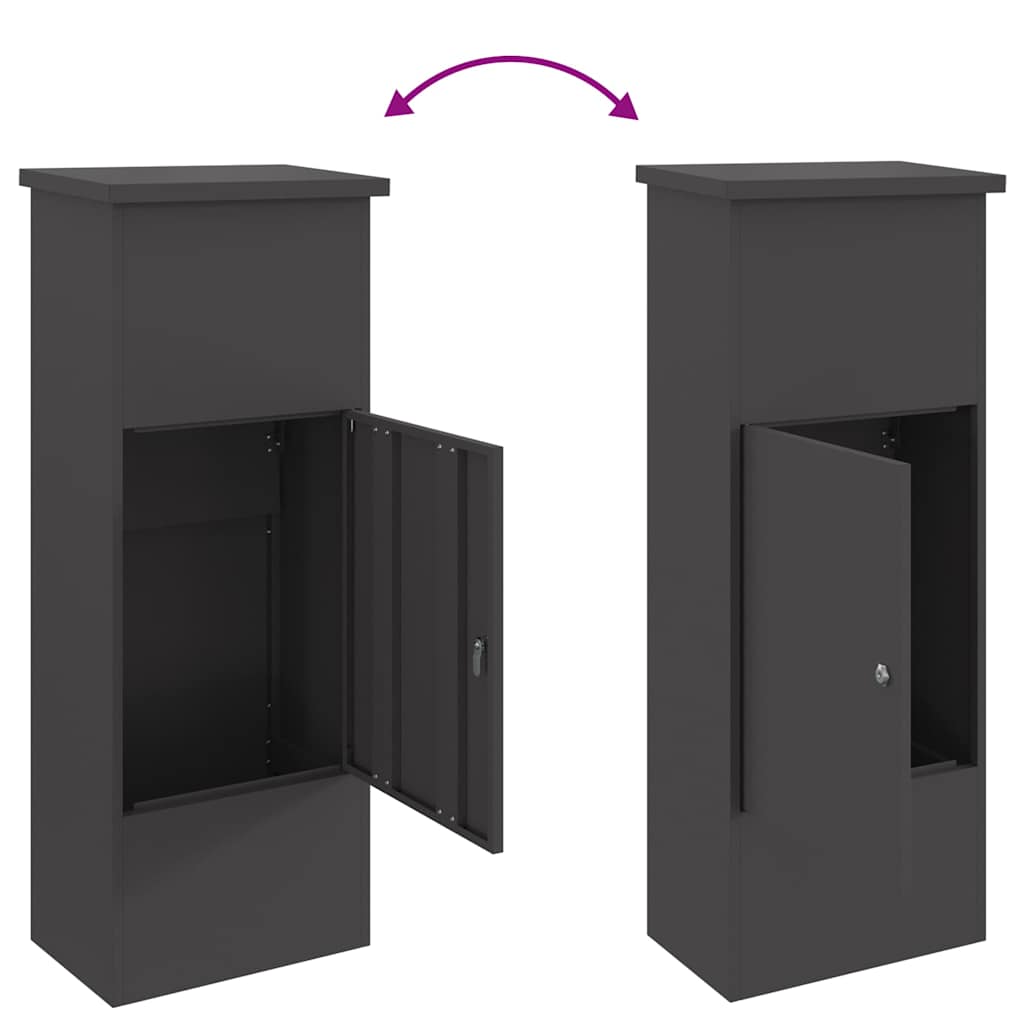 vidaXL Cassetta per pacchi Nero 44.5 x 29 x 110.5 cm Acciaio