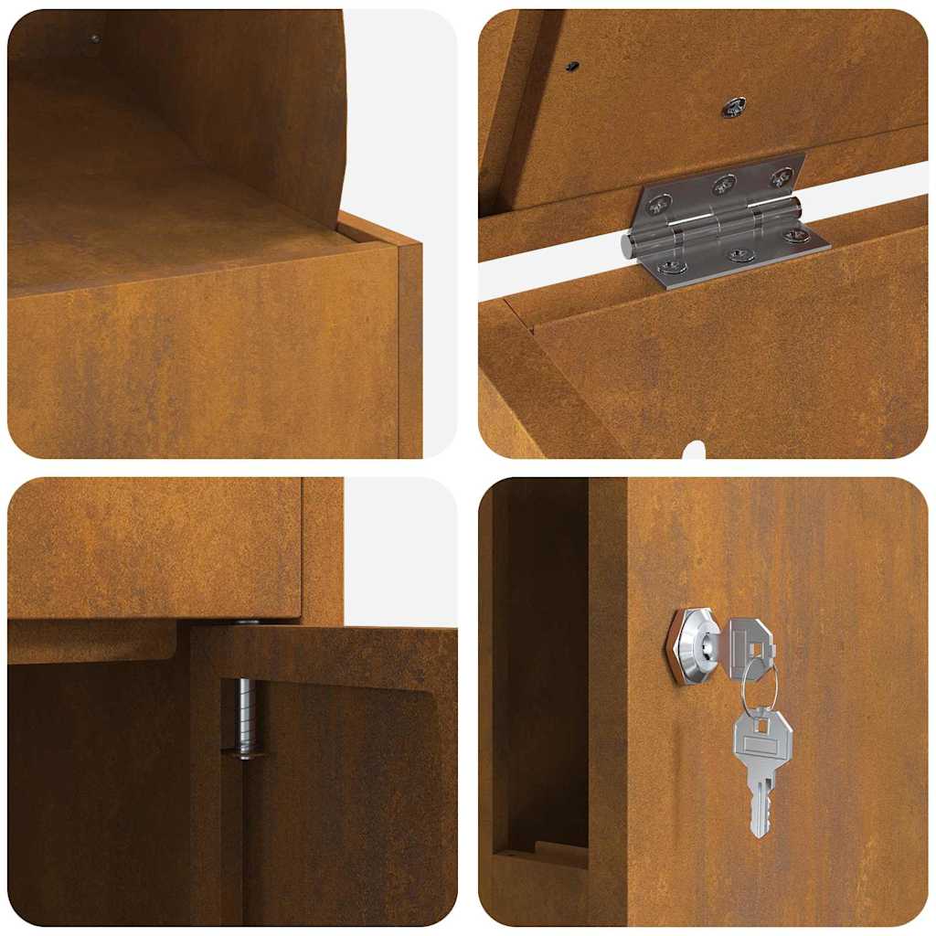 Cassetta per pacchi Ruggine 44 x 35 x 59 cm acciaio corten 874946