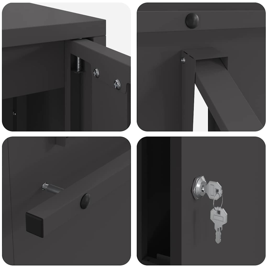 vidaXL cassetta postalepastkastei Nero 30 x 23 x 55 cm Acciaio