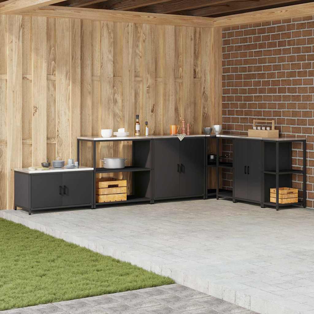 vidaXL Mensola per il deposito in cucina con lo scaffale Nero Acciaio