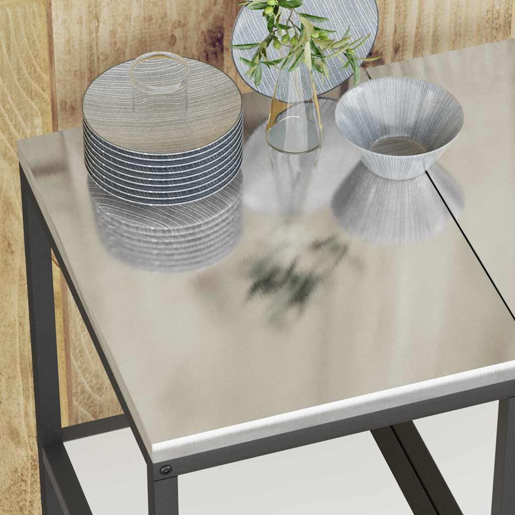 Mensola per il deposito in cucina Bianco Acciaio 874969