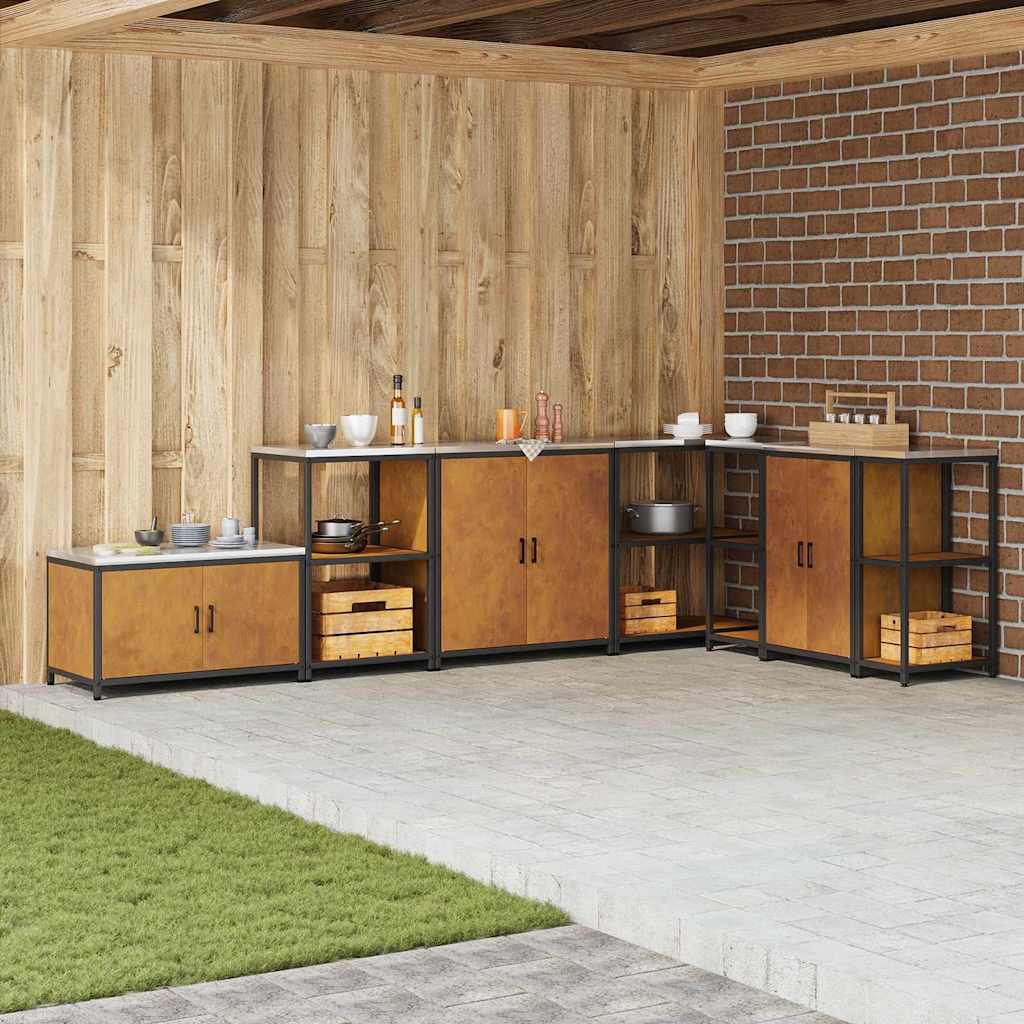 vidaXL Armadietto per Stoccaggio in Cucina con lo scaffale Ruggine