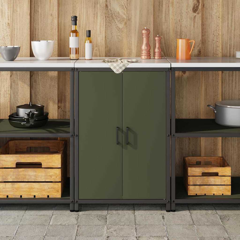 vidaXL Armadietto per Stoccaggio in Cucina Verde oliva Acciaio