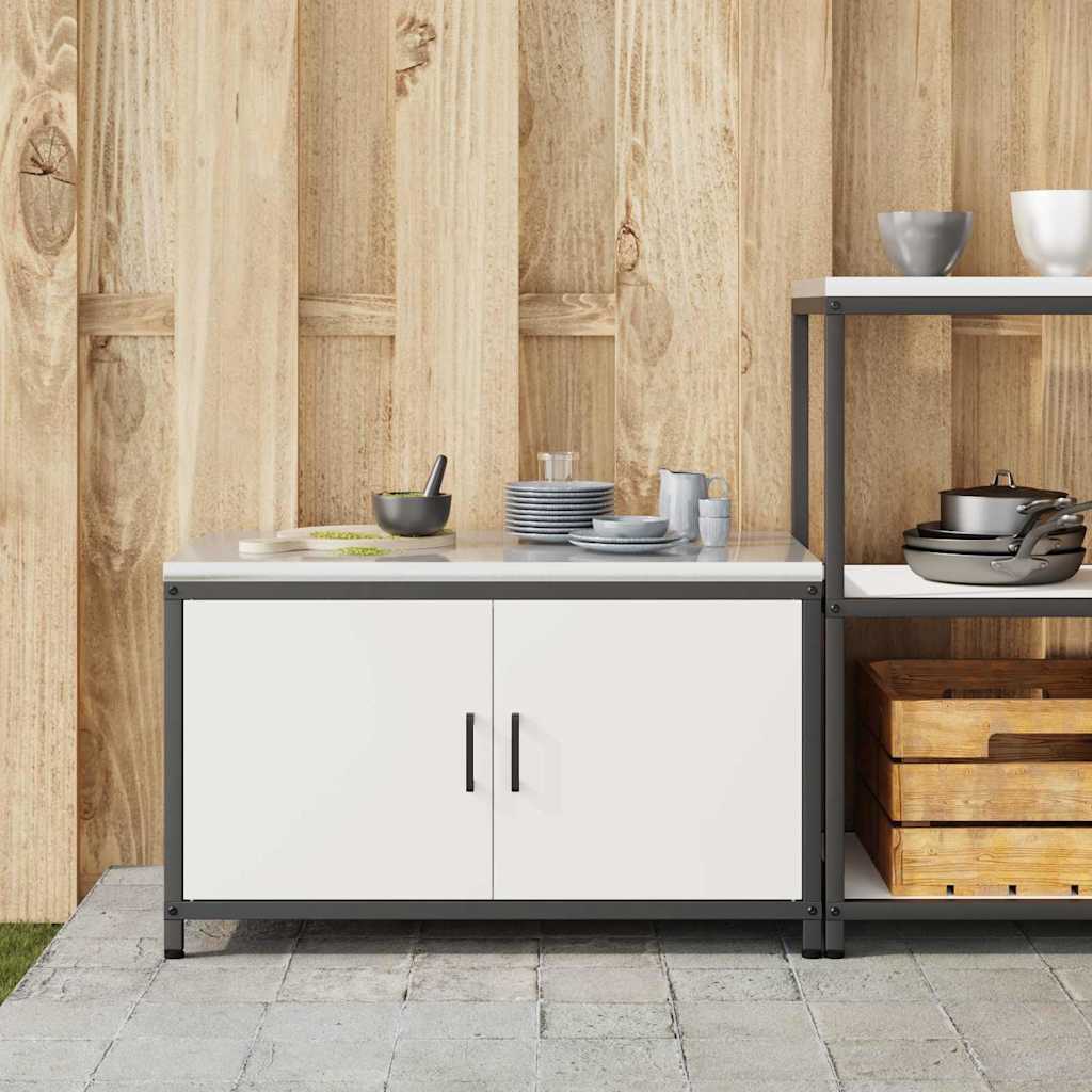 Armadietto per Stoccaggio in Cucina con cassetto Bianco Acciaio 874997