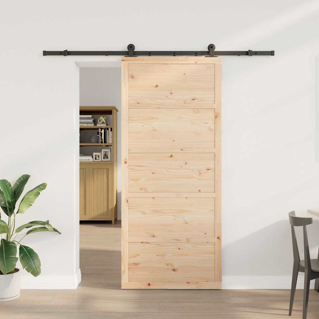 Porta scorrevole Marrone 80 x 208 cm Legno di pino massello 3381144
