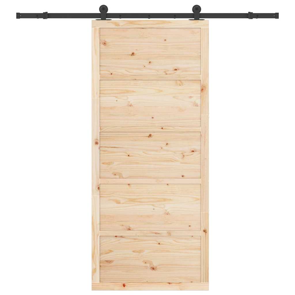 vidaXL Porta scorrevole Marrone 80 x 208 cm Legno di pino massello