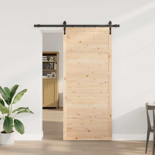 Porta scorrevole Marrone 80 x 208 cm Legno di pino massello 3381145