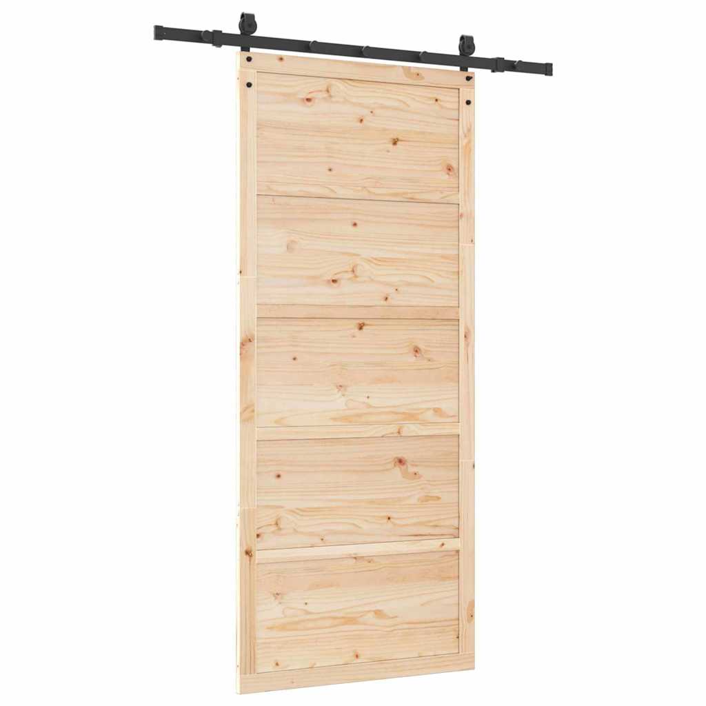 Porta scorrevole Marrone 80 x 208 cm Legno di pino massello 3381145
