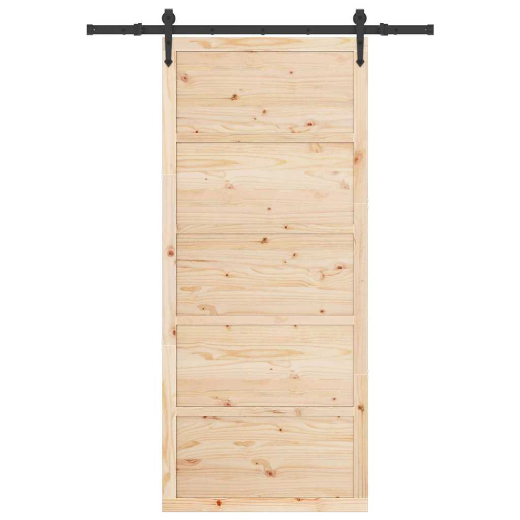 vidaXL Porta scorrevole Marrone 80 x 208 cm Legno di pino massello